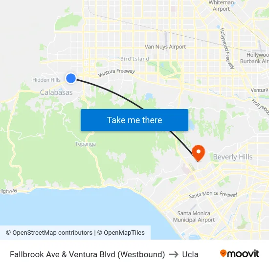 Fallbrook Ave & Ventura Blvd (Westbound) to Ucla map
