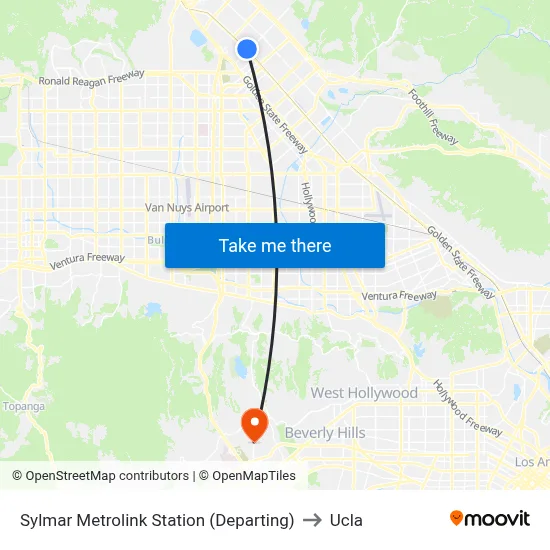 Sylmar Metrolink Station (Departing) to Ucla map