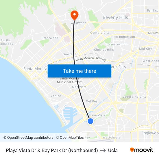 Playa Vista Dr & Bay Park Dr (Northbound) to Ucla map