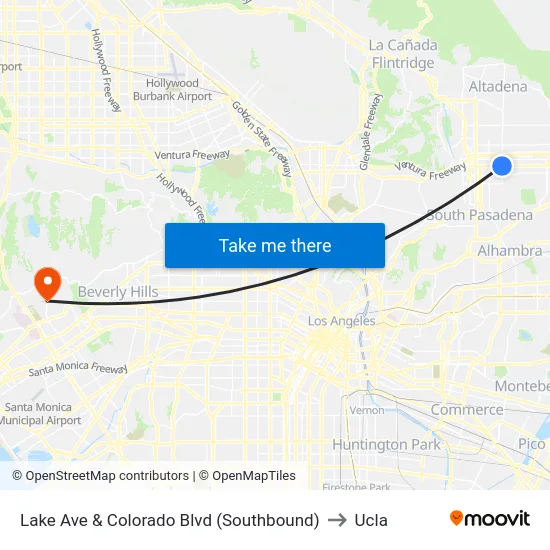 Lake Ave & Colorado Blvd (Southbound) to Ucla map