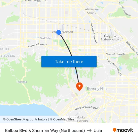 Balboa Blvd & Sherman Way (Northbound) to Ucla map
