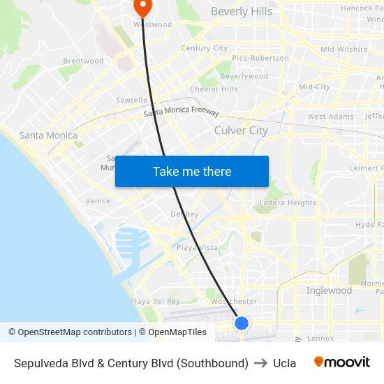 Sepulveda Blvd & Century Blvd (Southbound) to Ucla map