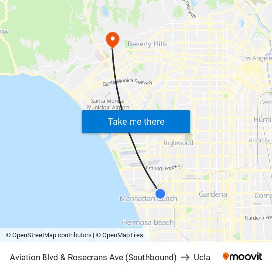 Aviation Blvd & Rosecrans Ave (Southbound) to Ucla map
