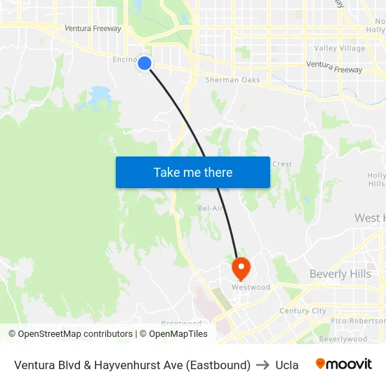 Ventura Blvd & Hayvenhurst Ave (Eastbound) to Ucla map