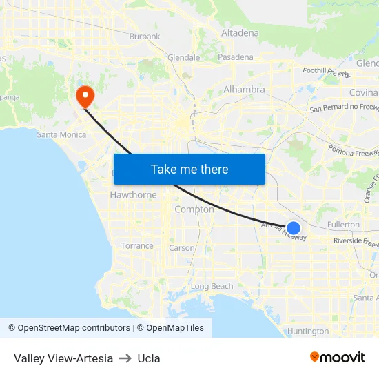Valley View-Artesia to Ucla map