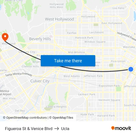 Figueroa St & Venice Blvd to Ucla map