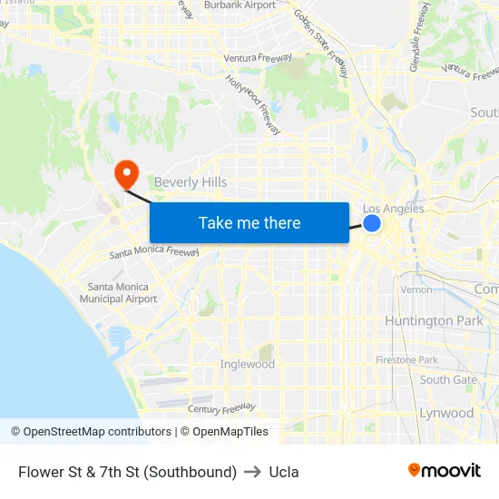 Flower St & 7th St (Southbound) to Ucla map