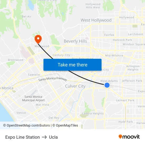 Expo Line Station to Ucla map