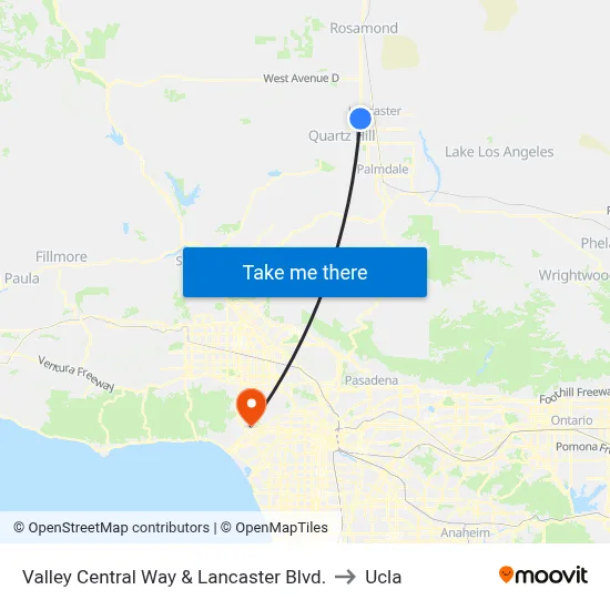Valley Central Way & Lancaster Blvd. to Ucla map