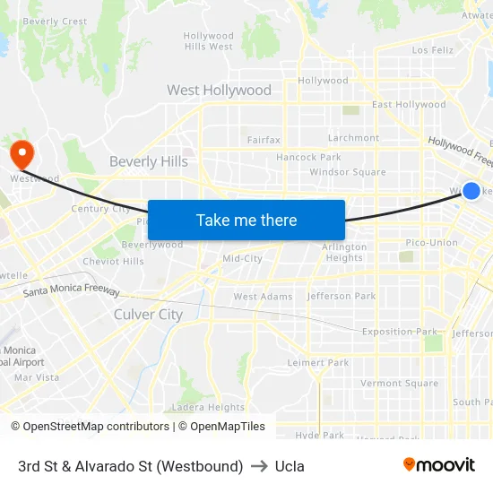 3rd St & Alvarado St (Westbound) to Ucla map