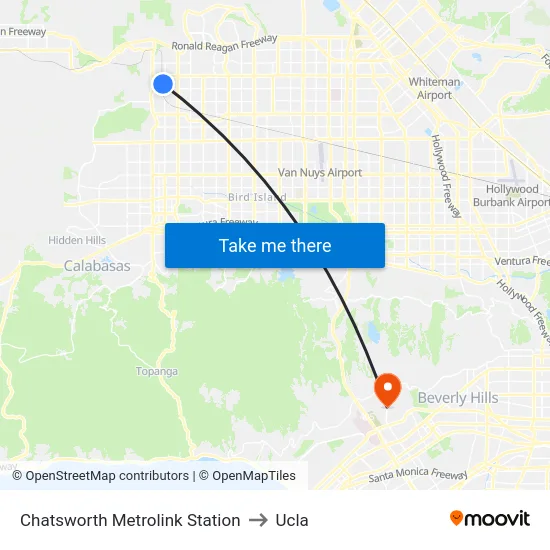 Chatsworth Metrolink Station to Ucla map