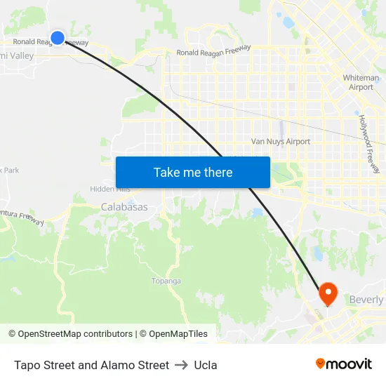 Tapo Street and Alamo Street to Ucla map