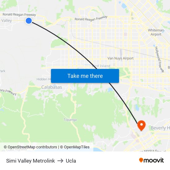 Simi Valley Metrolink to Ucla map