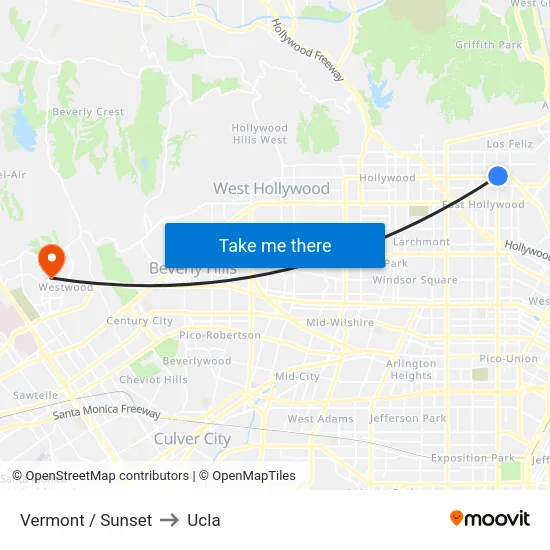 Vermont / Sunset to Ucla map