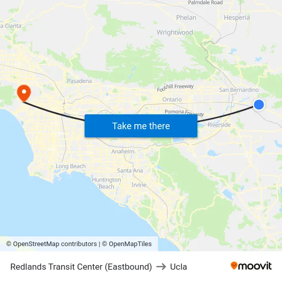 Redlands Transit Center (Eastbound) to Ucla map
