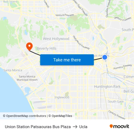Union Station Patsaouras Bus Plaza to Ucla map