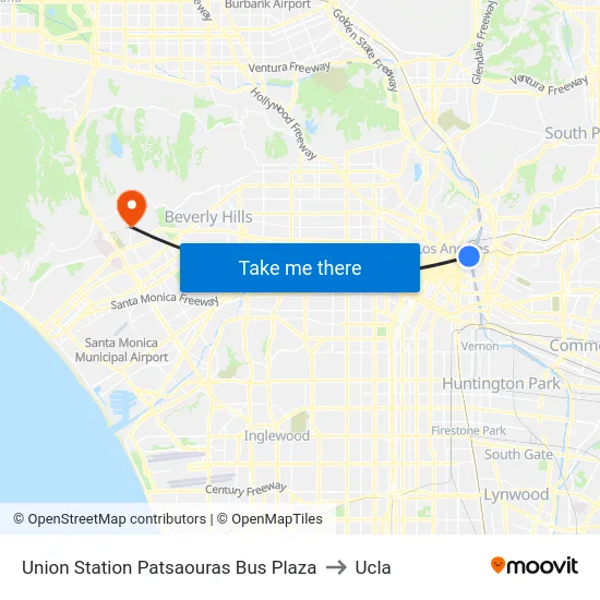 Union Station Patsaouras Bus Plaza to Ucla map