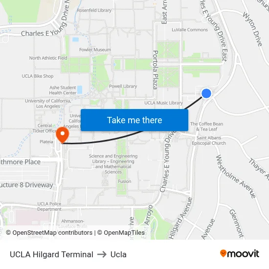 UCLA Hilgard Terminal to Ucla map