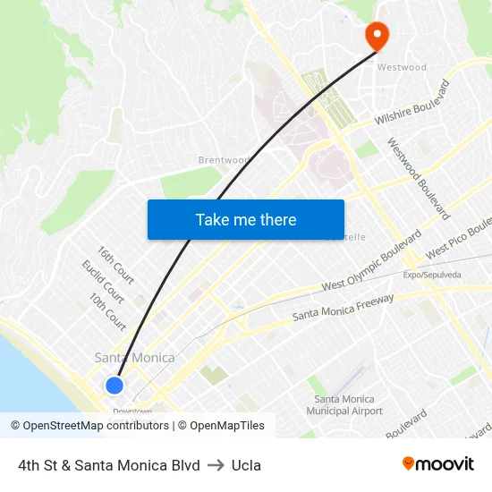 4th St & Santa Monica Blvd to Ucla map