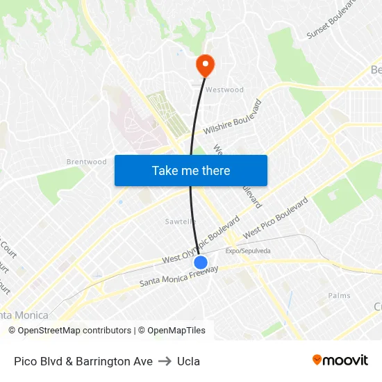 Pico Blvd & Barrington Ave to Ucla map