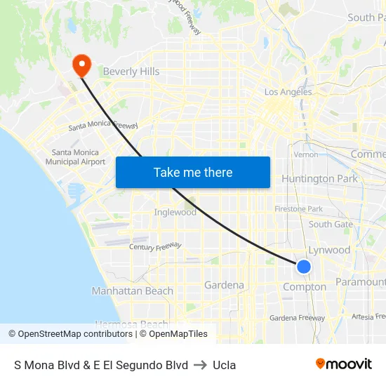 S Mona Blvd & E El Segundo Blvd to Ucla map