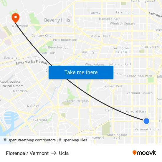 Florence / Vermont to Ucla map