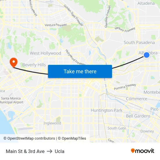 Main St & 3rd Ave to Ucla map