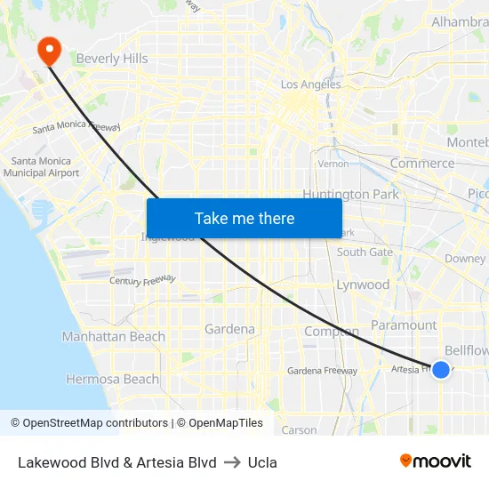 Lakewood Blvd & Artesia Blvd to Ucla map