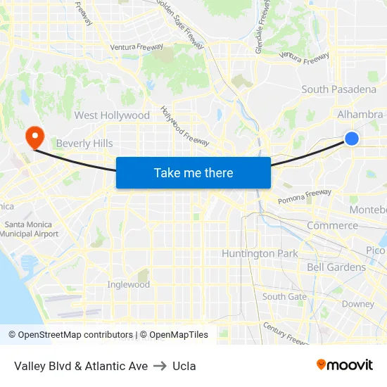 Valley Blvd & Atlantic Ave to Ucla map