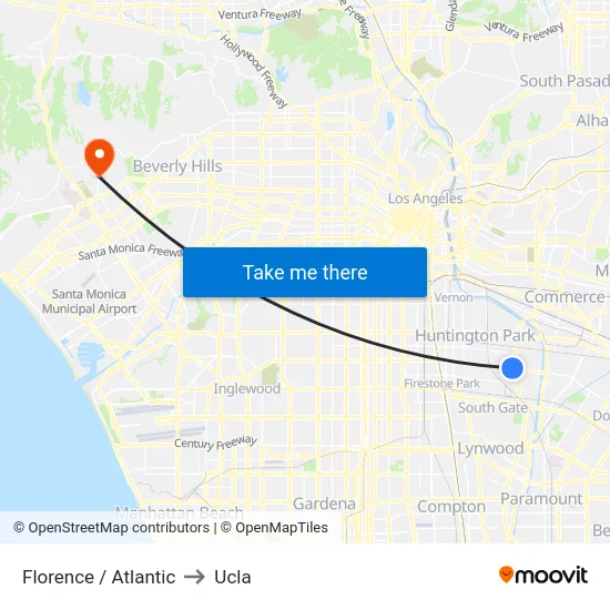 Florence / Atlantic to Ucla map