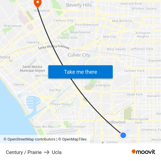 Century / Prairie to Ucla map
