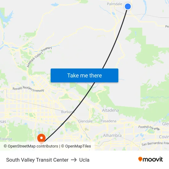 South Valley Transit Center to Ucla map