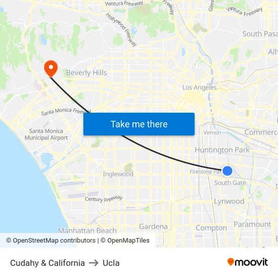 Cudahy & California to Ucla map