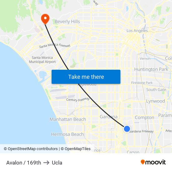 Avalon / 169th to Ucla map