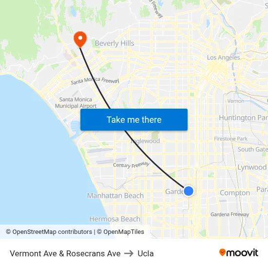 Vermont Ave & Rosecrans Ave to Ucla map