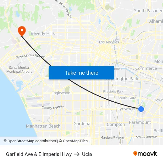 Garfield Ave & E Imperial Hwy to Ucla map