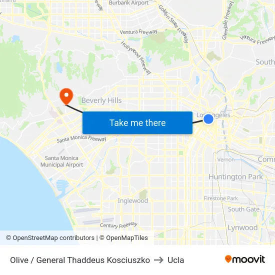 Olive / General Thaddeus Kosciuszko to Ucla map