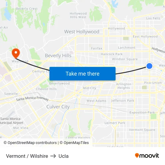 Vermont / Wilshire to Ucla map