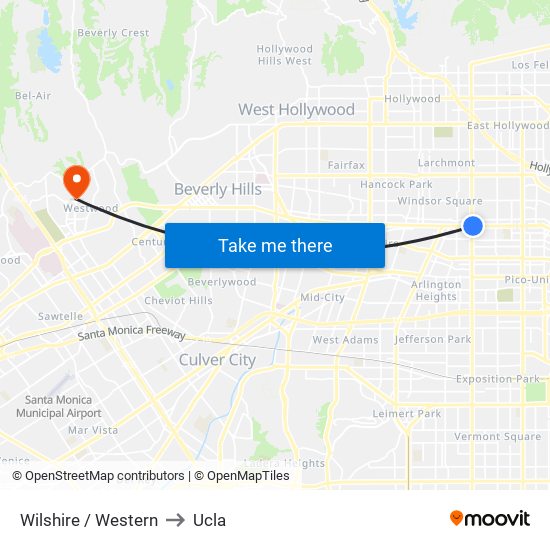 Wilshire / Western to Ucla map