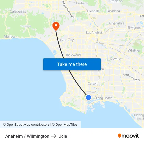 Anaheim / Wilmington to Ucla map