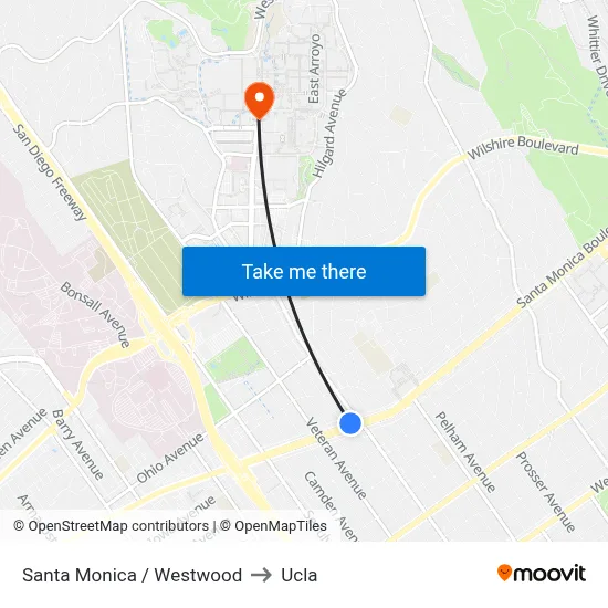 Santa Monica / Westwood to Ucla map
