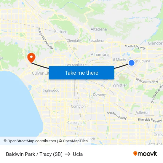 Baldwin Park / Tracy (SB) to Ucla map