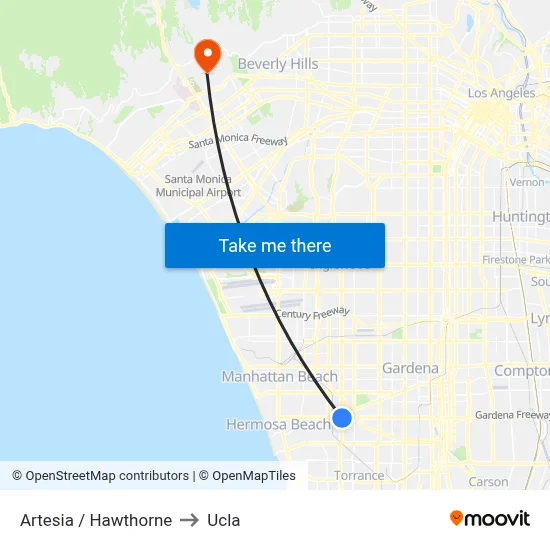 Artesia / Hawthorne to Ucla map