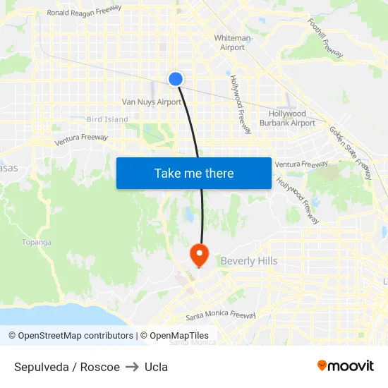Sepulveda / Roscoe to Ucla map