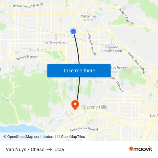 Van Nuys / Chase to Ucla map