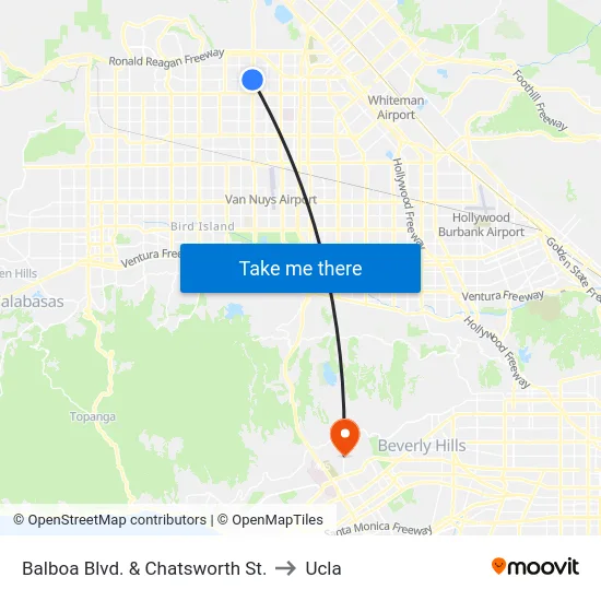 Balboa Blvd. & Chatsworth St. to Ucla map