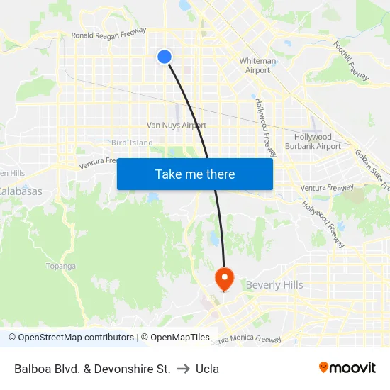 Balboa Blvd. & Devonshire St. to Ucla map