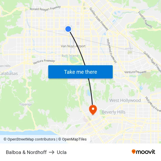 Balboa & Nordhoff to Ucla map