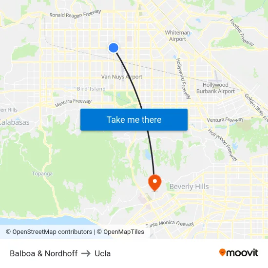 Balboa & Nordhoff to Ucla map