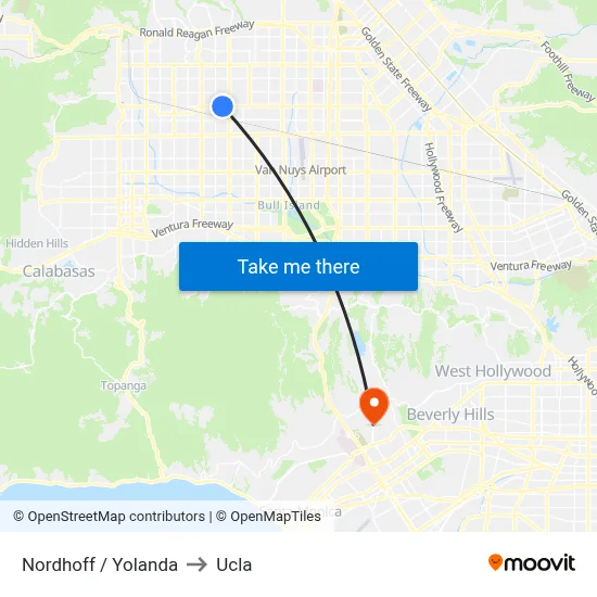 Nordhoff / Yolanda to Ucla map